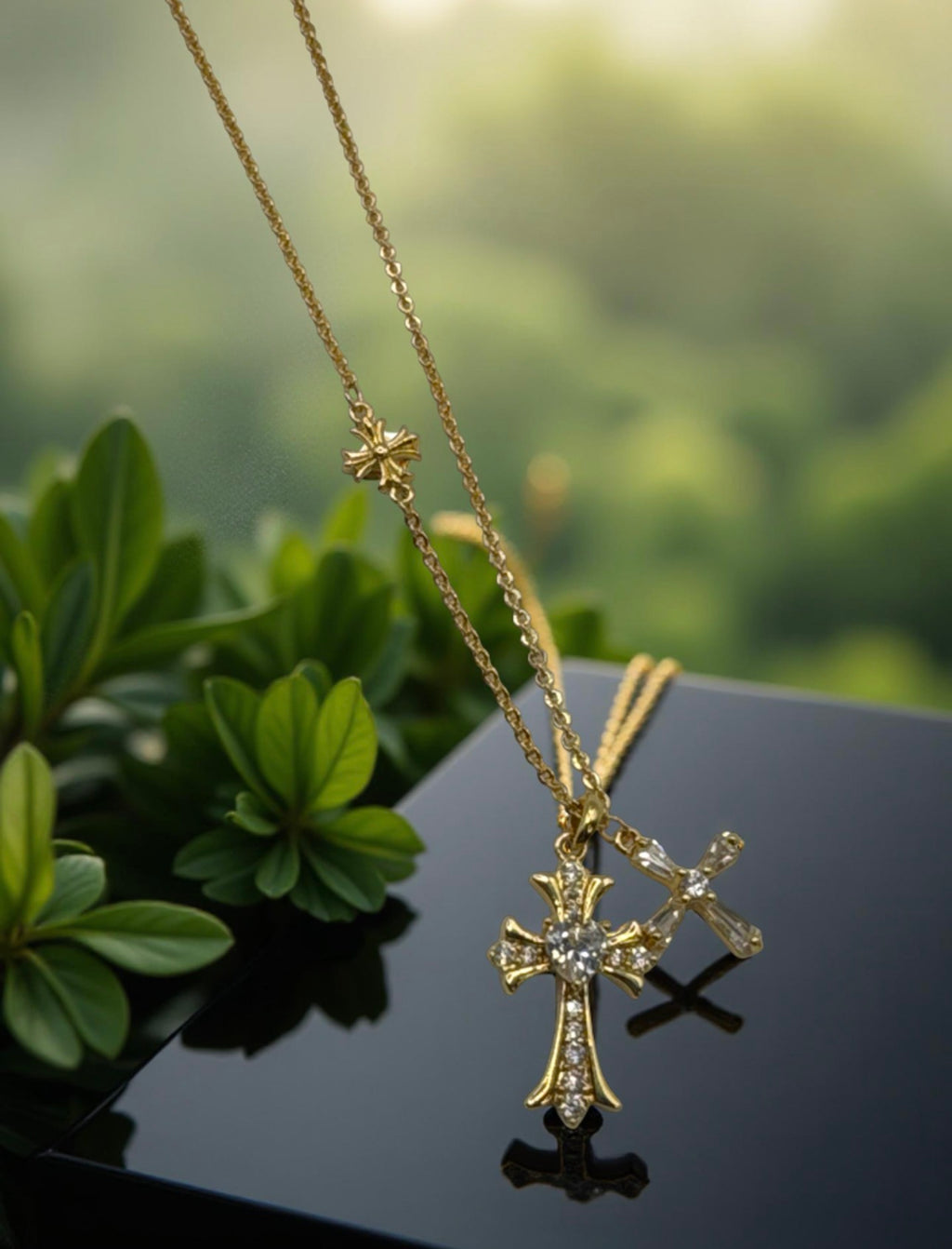 Luxury Gold Crystal Cross Necklace for Women – Elegant Faith Pendant