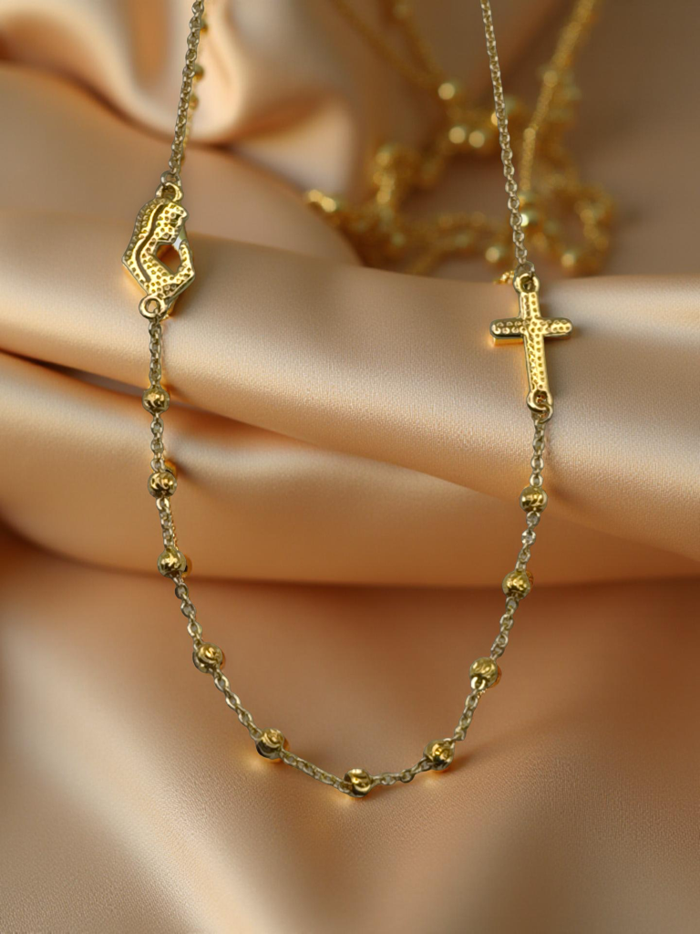 Elegant Cross & Virgin Mary Rosary Necklace for Women