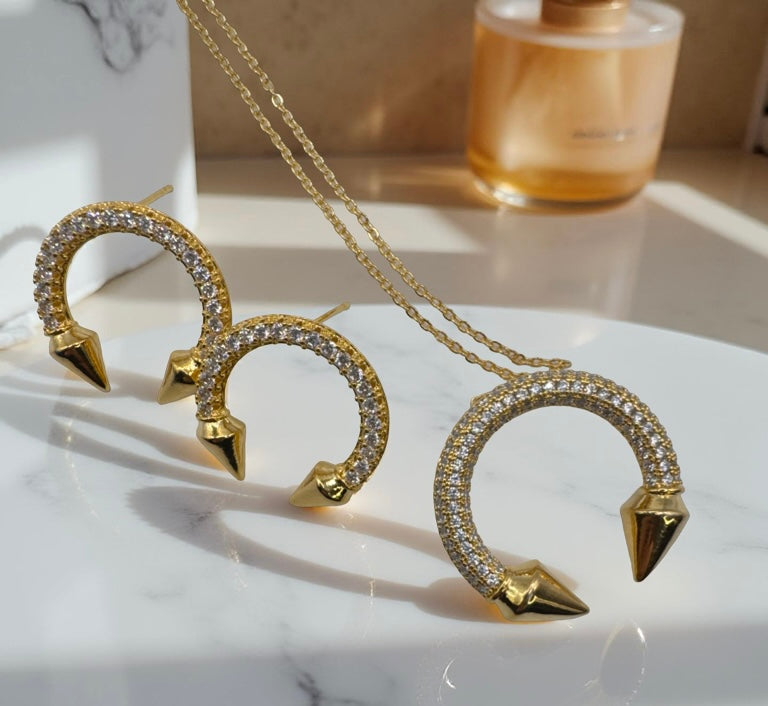 Brazilian Gold Plated Necklace & Earrings Set