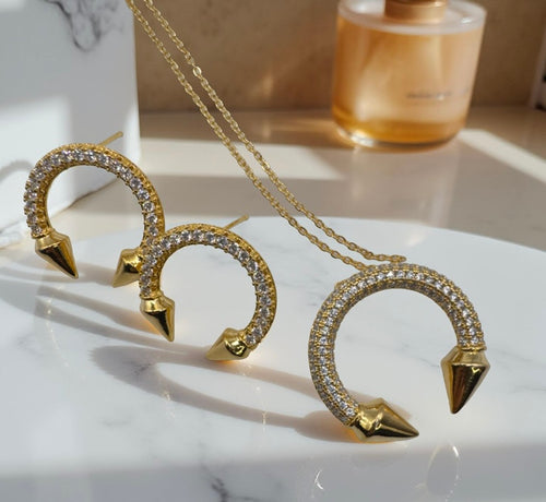 Brazilian Gold Plated Necklace & Earrings Set