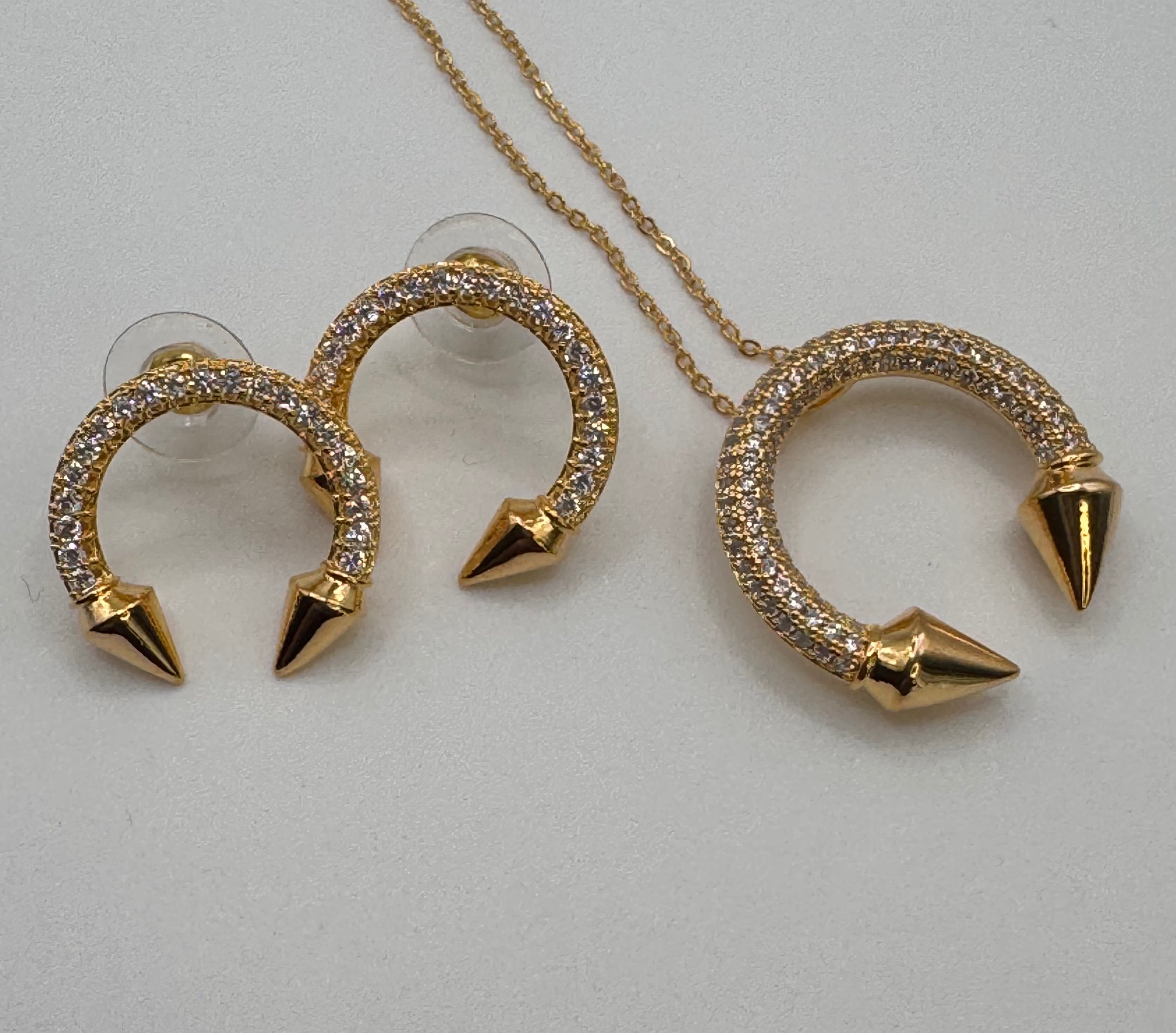 Brazilian Gold Plated Necklace & Earrings Set