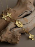 Cross & Virgin Mary Lariat Necklace