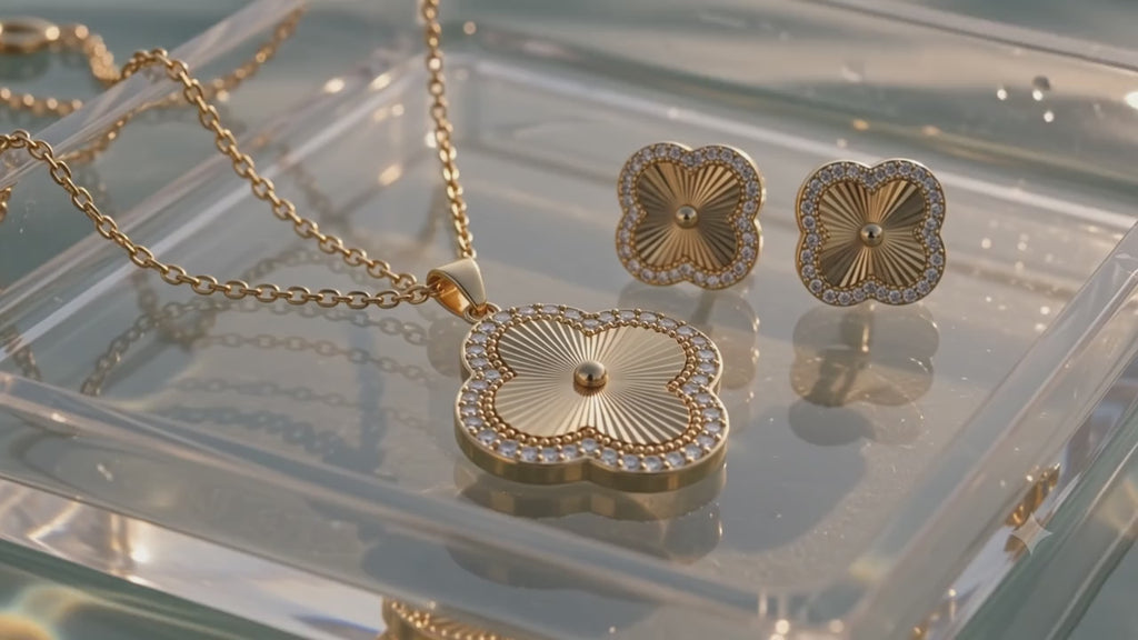 Elegant Clover Necklace & Earrings set