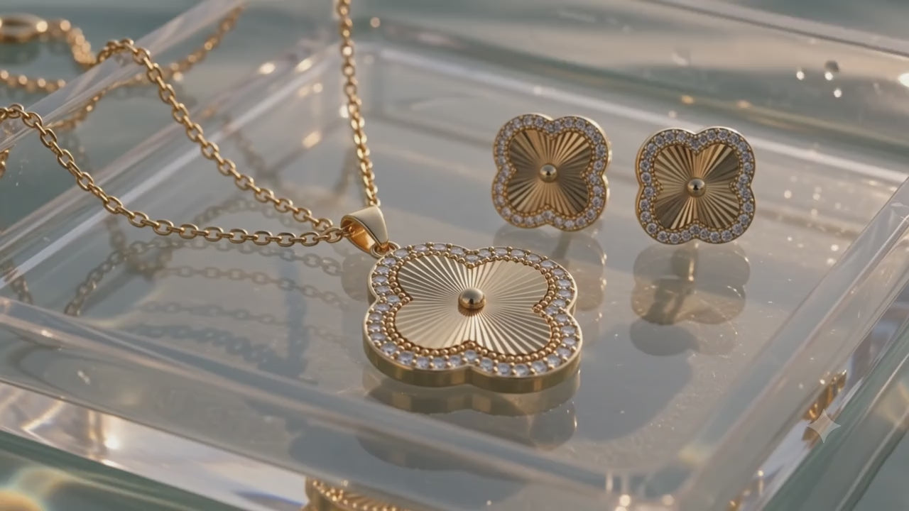 Elegant Clover Necklace & Earrings set